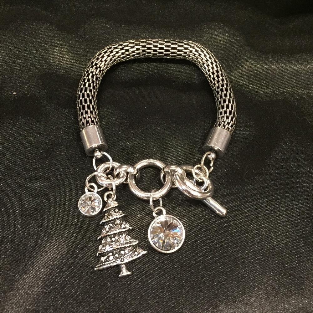 Silver Tone Serpentine Christmas Bracelet